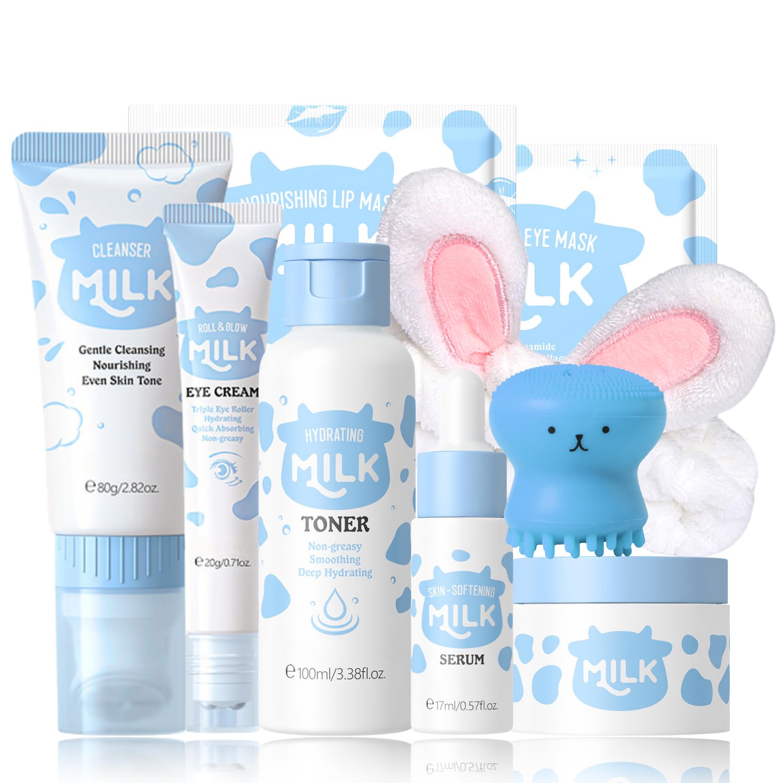 Milch Skincare Set für Teenager Mädchen - Geschenkidee Frauen - Feuchtigkeitsspendendes Gesichtspflege Set Damen - Reise