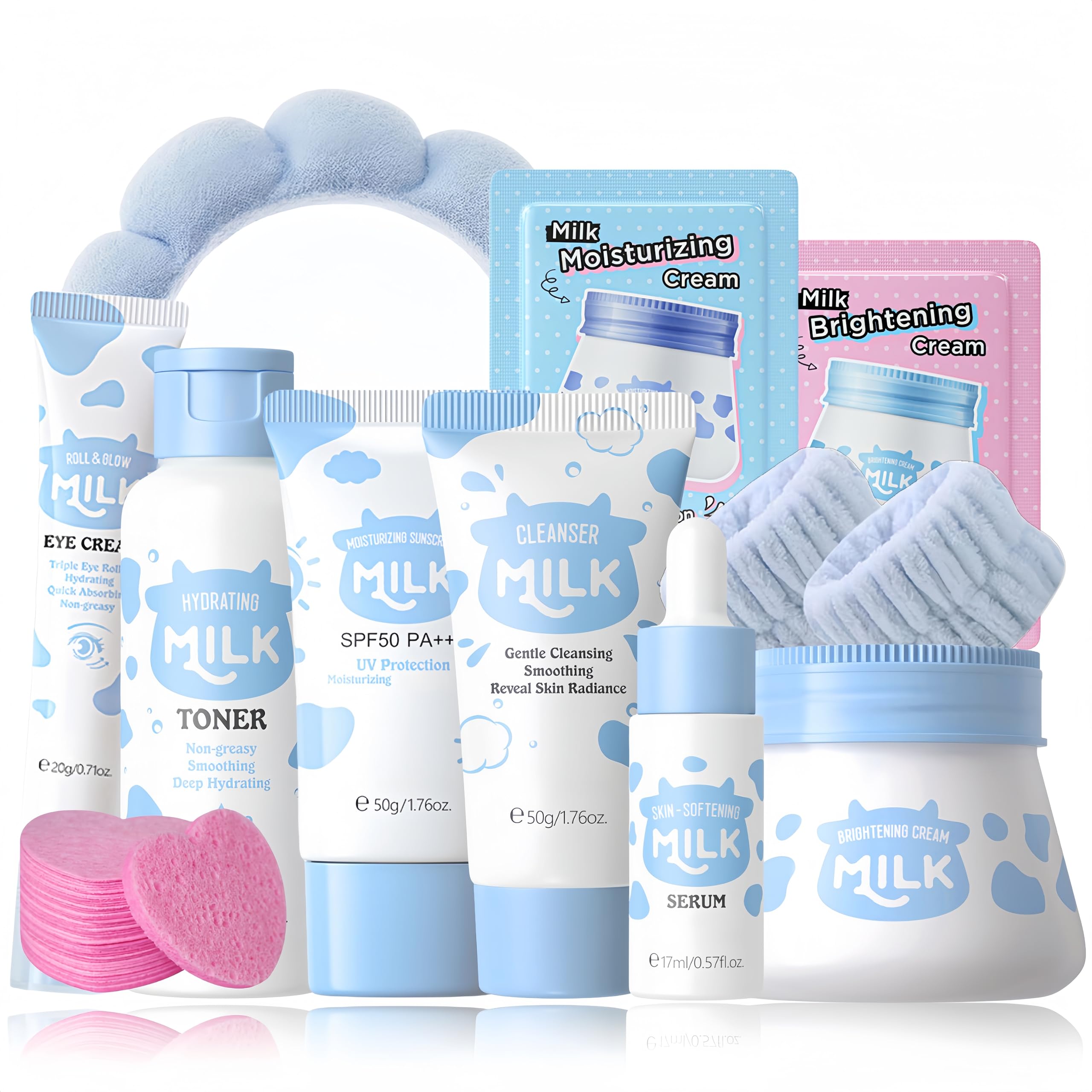 Milch Skin Care Set für Teenager - 11PCS Gesichtspflege Set Anti-Aging – Pflegeset Damen – Nährend Geschenkset Mit Creme